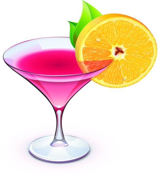 ilustrações, clipart, desenhos animados e ícones de rosa cocktail - orange portion fruit drink