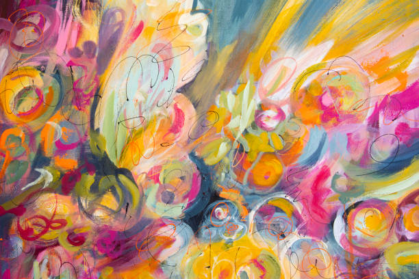 istock Fine Art Abstract Floral Painting Background 1258332308