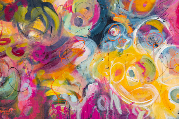 fundo de pintura floral abstrata de belas artes - watercolor painting watercolour paints brush stroke abstract - fotografias e filmes do acervo