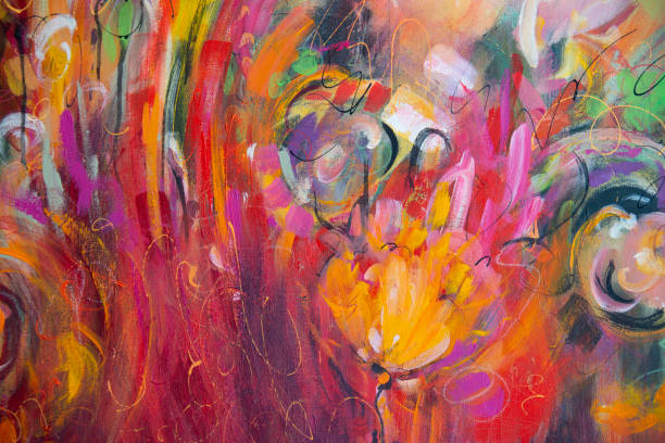 istock Fine Art Abstract Floral Painting Background 1258352205