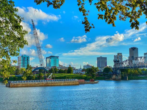 istock Crane on Barge on the Arkansas River 1258389393