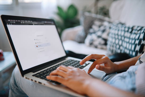 istock Close up of a girl using laptop 1258408223