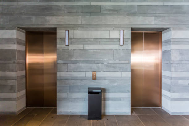 istock Hotel Golden elevator entrance 1258457015