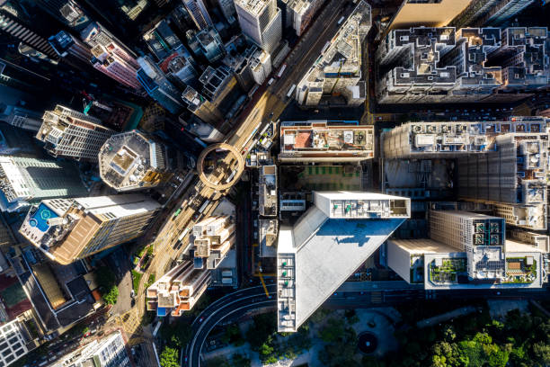 istock Circular footbridge in Hong Kong downtown 1258462655