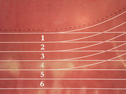 Aerial Top View of Running Track with Numbers