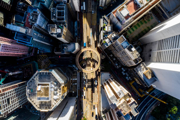 istock Circular footbridge in Hong Kong downtown 1258462663