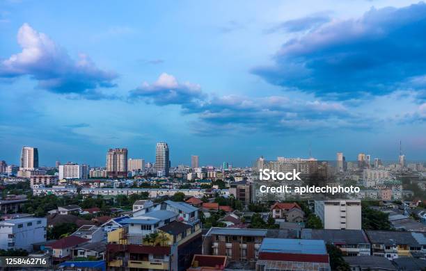 Cityscape View Of Bangkok In The Morning Stock Photo - Download Image Now - Architecture, Bangkok, Blue