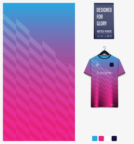 розовый синий градиент геометрии формы абстрактного фона. ткань текстильный узор дизайн для футбола джерси, футбольный комплект, спортивн� - art kit stock illustrations