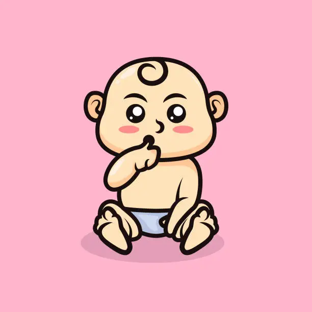 Vector illustration of Cute newborn baby design mascot