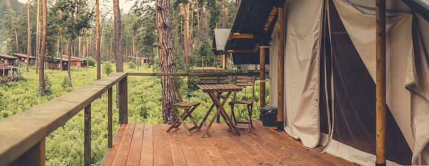 istock glamping tent in the woods 1258520263