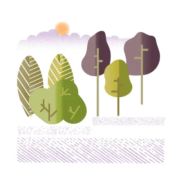 Vector illustration of landscape nature in a flat simple style