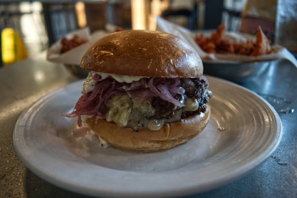 istock Truffle burger with fries 1258576212