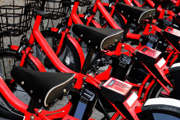 Red bicycle for bike sharing
