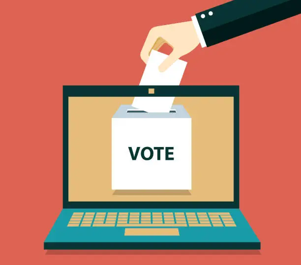 Vector illustration of Online vote