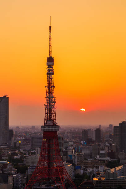 istock cityscape at sunset in Tokyo, Japan 1258649217