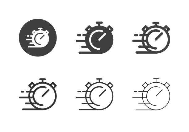 illustrazioni stock, clip art, cartoni animati e icone di tendenza di icone di velocità di arresto - serie multi - deadline time clock urgency