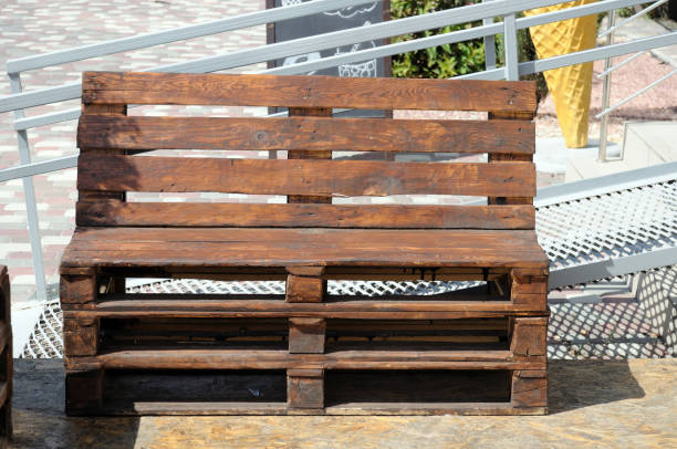 istock Original handcrafted bench made from used industrial pallets 1258759668