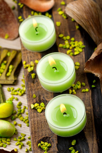 istock Green candles arrangement 125881060