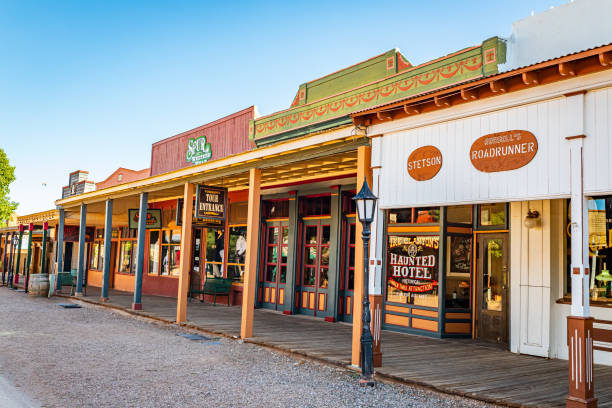 Tombstone, Arizona, USA - March 2, 2019: Morning view of Allen Street in the famous Old West Town Historic District