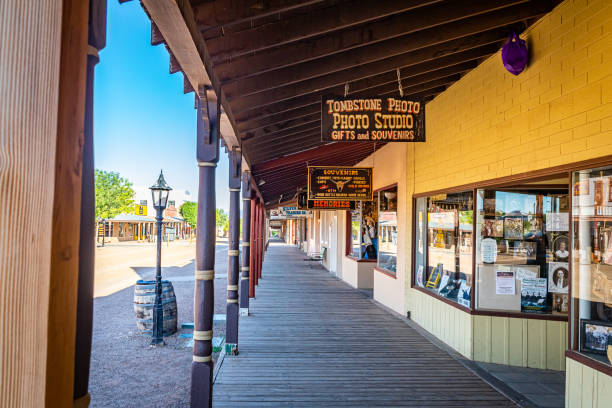 Tombstone, Arizona, USA - March 2, 2019: Morning view of Allen Street in the famous Old West Town Historic District