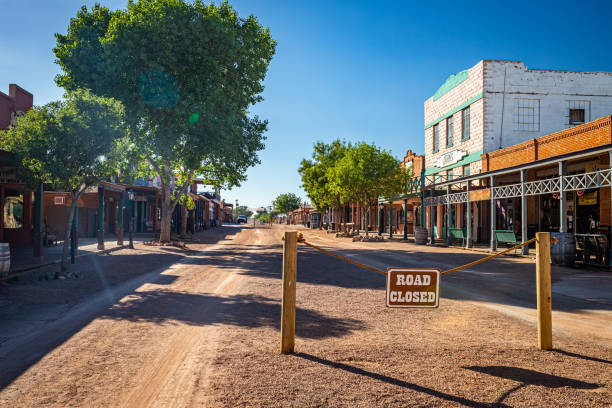 Tombstone, Arizona, USA - March 2, 2019: Morning view of Allen Street in the famous Old West Town Historic District