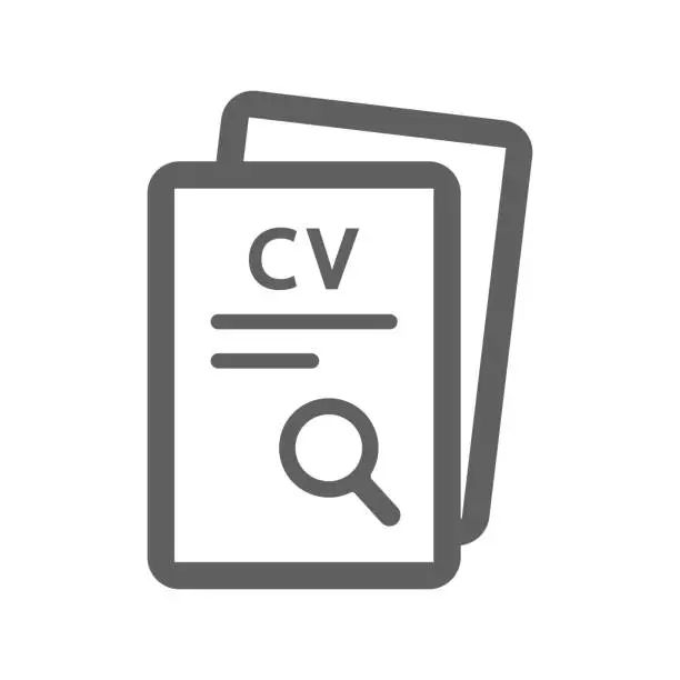 Vector illustration of Job search, cv icon / gray color