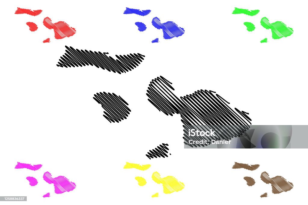 Maui Map Vector Maui County Hawaii Map Vector Illustration Scribble Sketch Maui Lanai ...