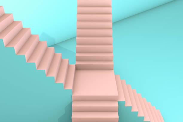 Moving geometric blocks with backlit lines.