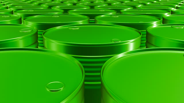 Looping animation of the green oil barrels