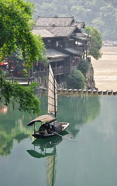 istock lone chinese fishing boat 125893001