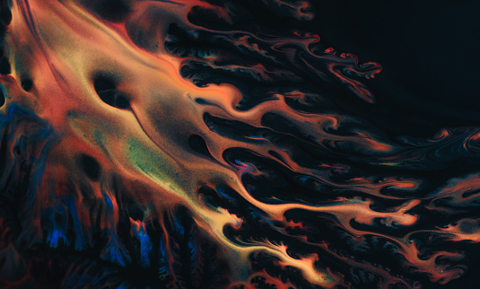 Macro shot of Colorful fluid acrylic paint