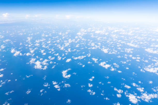 Skyscape with clouds aerial view. Cloudscape background