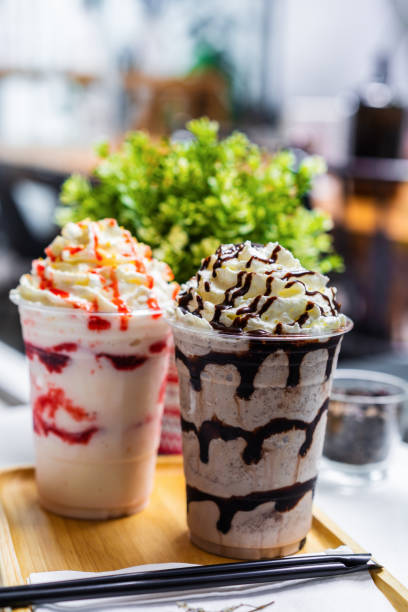 istock chocolate and strawberry frappe with whipped cream 1258985829