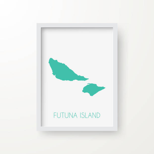 illustrations, cliparts, dessins animés et icônes de carte d’île de futuna dans un cadre sur le fond blanc - îles wallis et futuna