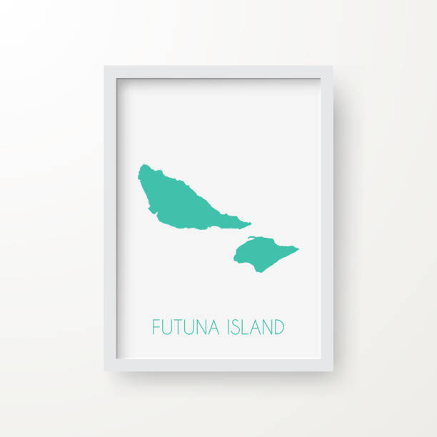 illustrazioni stock, clip art, cartoni animati e icone di tendenza di mappa dell'isola di futuna in una cornice su sfondo bianco - isole wallis e futuna