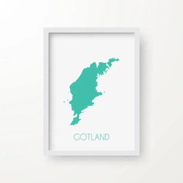 Vector illustration of Gotland map in a frame on white background