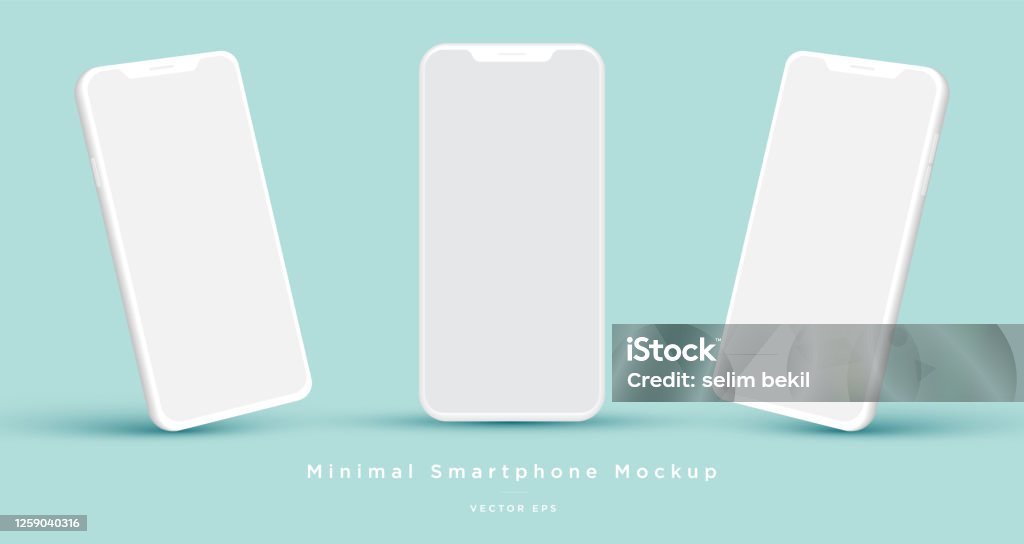 Minimalist modern white clay mock up templates smartphones. For minimal app and presentation designs. Vector EPS. Smart Phone stock vector