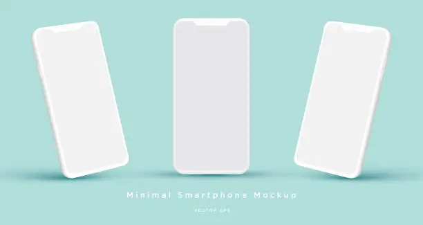 Vector illustration of Minimalist modern white clay mock up templates smartphones.