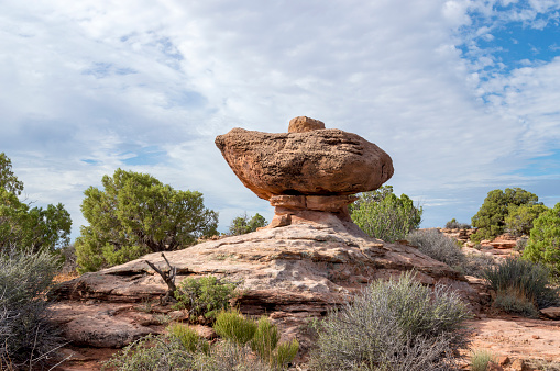 This photo shows a rock formation that looks like a magic lamp.  This was found along a trail in Canyonlands National Park, Utah, USA.