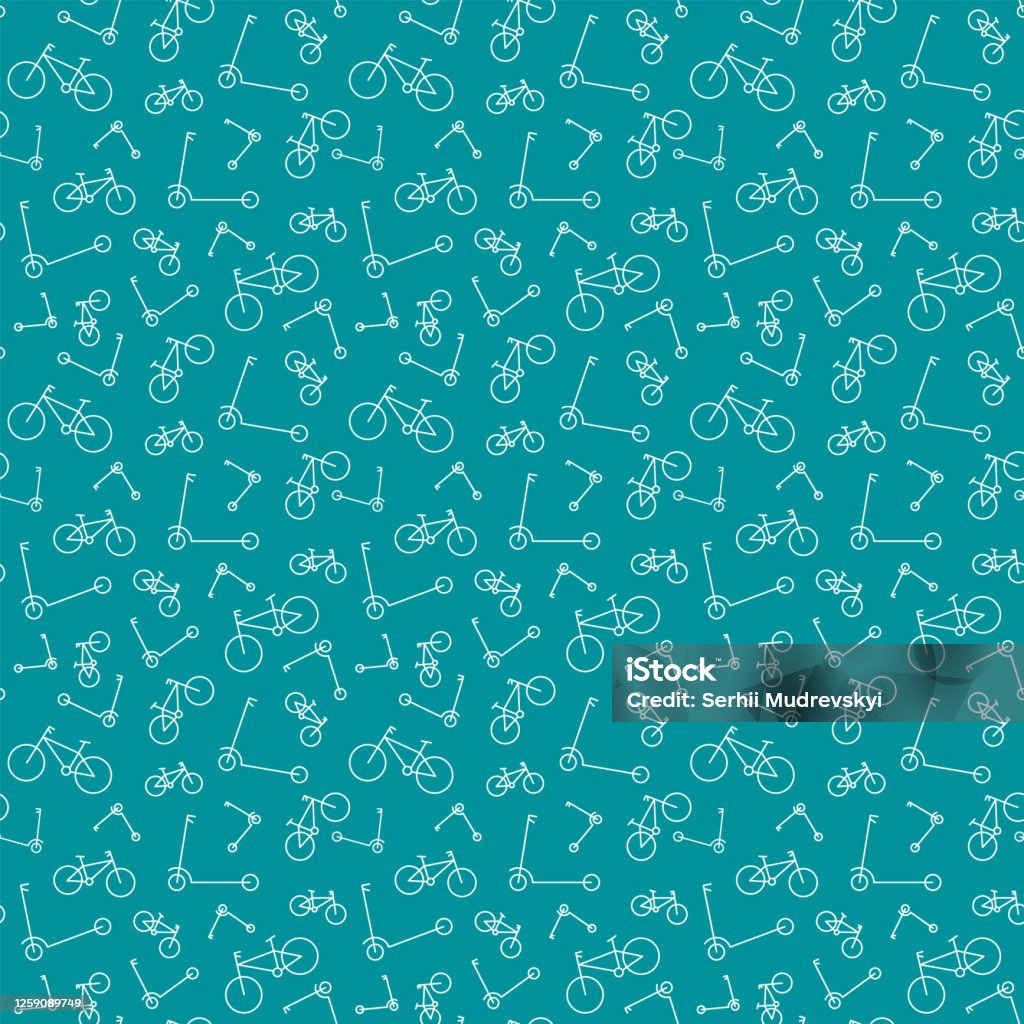 Bike Riding Background Pattern Seamless Pattern Background From Bicycles And Electric Scooters Stock ...