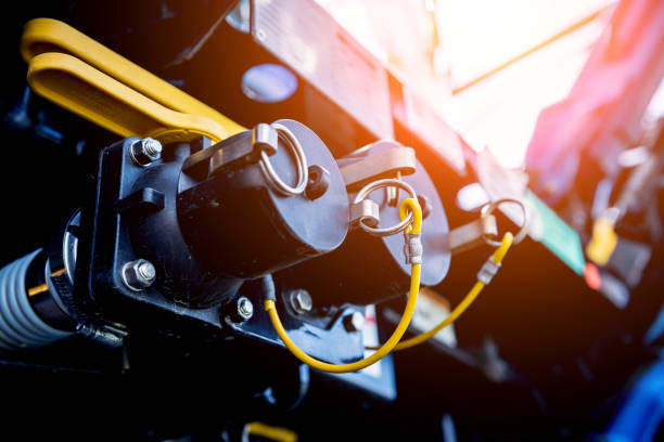 istock Harvester engine. Gear chains and new modern mechanisms. 1259102518