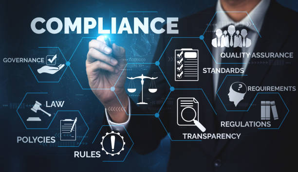 istock Compliance rule law and regulation graphic interface for business quality policy 1259107625