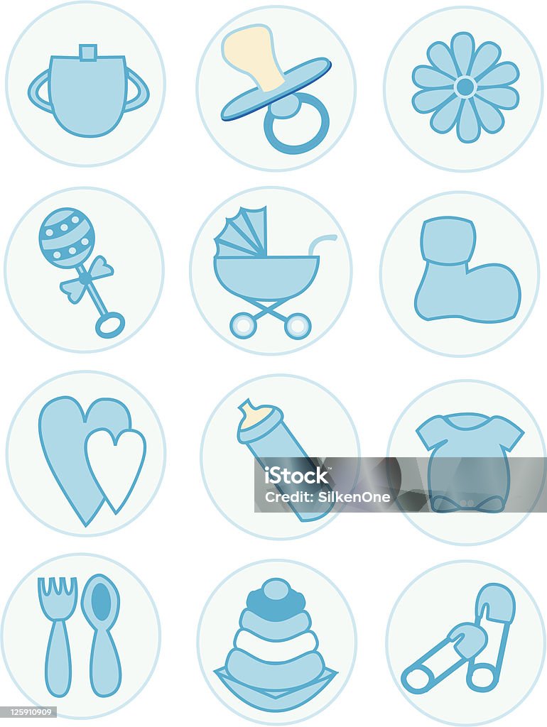 Icônes de bébé garçon - clipart vectoriel de Biberon libre de droits