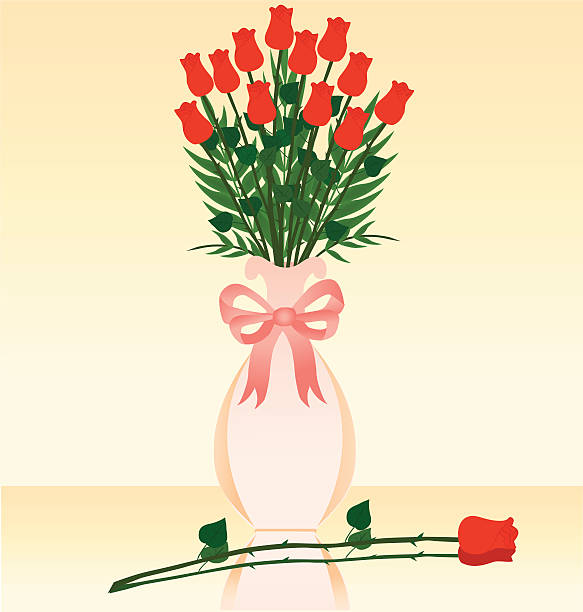 красные роз - dozen roses gift single flower rose stock illustrations