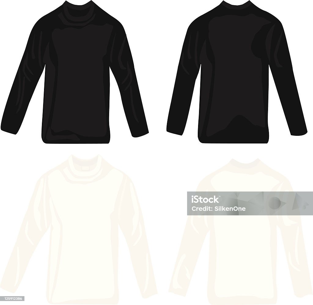 Blanco y negro T de camisas de manga larga - arte vectorial de Algodón - Textil libre de derechos