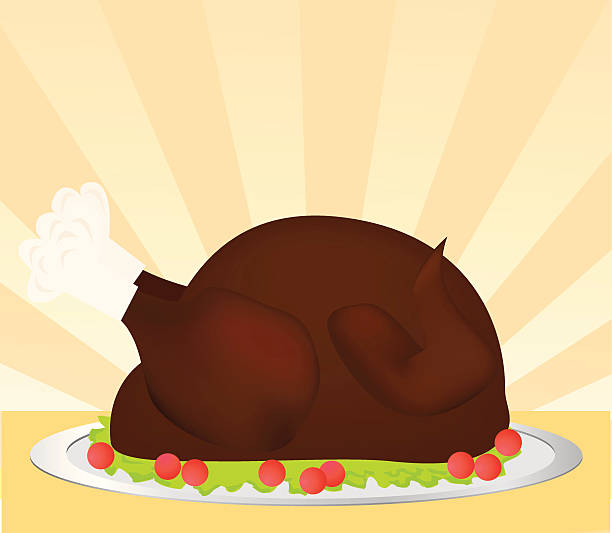 Turkey Dinner  silver platter stock illustrations