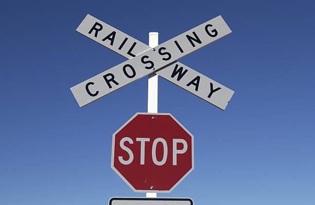 istock Railway crossing stop sign 125913273