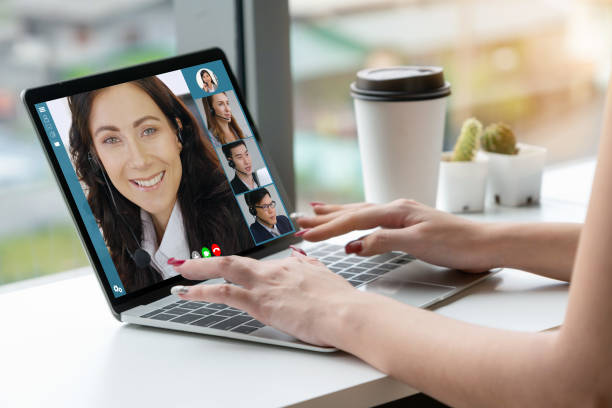 istock Video call business people meeting on virtual workplace or remote office 1259136273