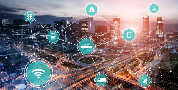 Smart transport technology concept for future car traffic on road