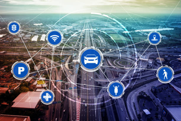 istock Smart transport technology concept for future car traffic on road 1259142308